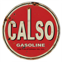 Calso Gasoline Motor Oil Metal Sign - 30" Round