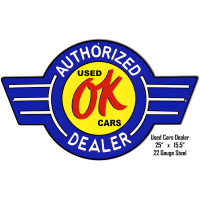 OK Used Cars Reproduction Metal Sign - 15.5" x 25"