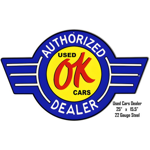 OK Used Cars Reproduction Metal Sign - 15.5" x 25"