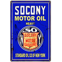 Socony Gasoline Heavy Motor Oil Reproduction Metal Sign - 12" x 18"