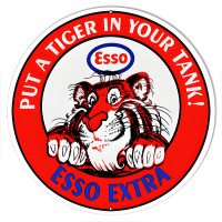 Esso Extra Put A Tiger In Your Tank Metal Sign - 14" Round