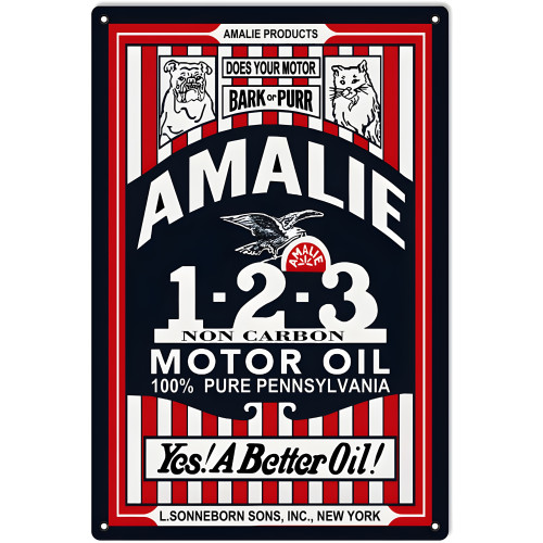 Amalie 1 2 3 Motor Oil Metal Sign - 12" x 18"