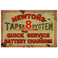 Newtons 8 Hour Battery Service Gas Station Metal Sign - 16" x 24"