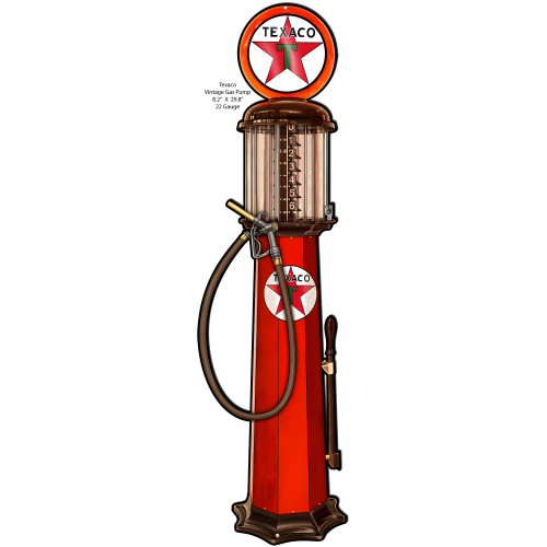 Texaco Cut Out Gas Pump Reproduction Metal Sign - 8.2" x 29.8"