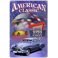 1951 Purple Chevy Classic Metal Sign - 12" x 18"