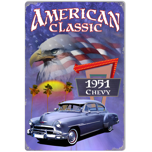 1951 Purple Chevy Classic Metal Sign - 12" x 18"