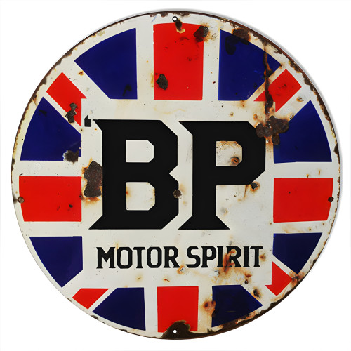 BP Motor Spirit Oil Metal Sign - 18" Round