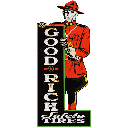 Distressed Good Rich Tires Reproduction Metal Sign - 10" x 23"
