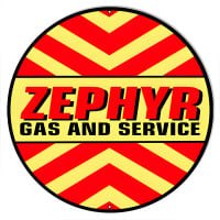 Zephyr Gas And Service Metal Sign - 30" Round