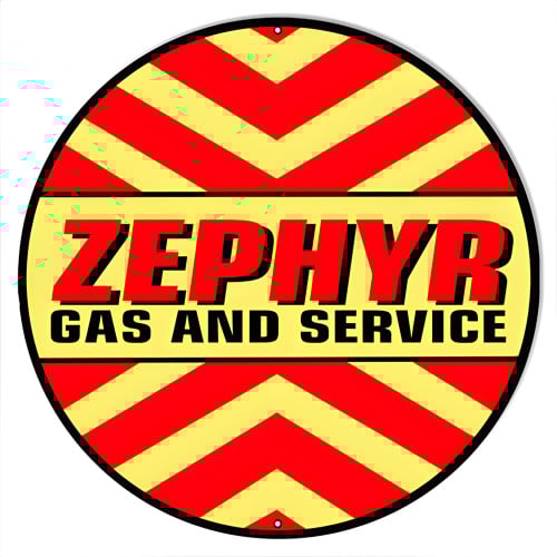 Zephyr Gas And Service Metal Sign - 30" Round
