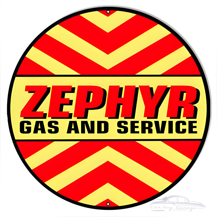 Zephyr Gas And Service Metal Sign - 30" Round Zephyr Gas And Service Metal Sign - 30" Round