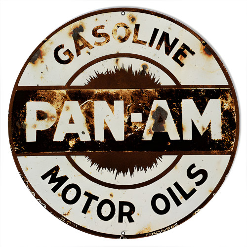 Pan Am Motor Oils Metal Sign - 18" Round