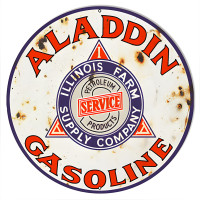 Aladdin Gasoline Reproduction Vintage Looking Motor Oil Metal Sign - 24" Round