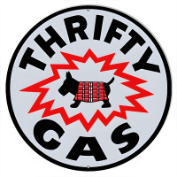 Thrifty Gas Motor Oil Metal Sign - 24" Round