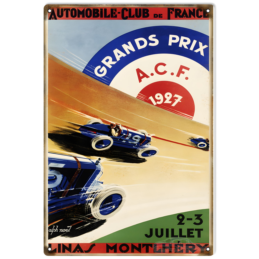 Automobile Club De France Grand Prix ACF 1927 Metal Sign - 12" x 18" Automobile Club De France Grand Prix ACF 1927 Metal Sign - 12" x 18"