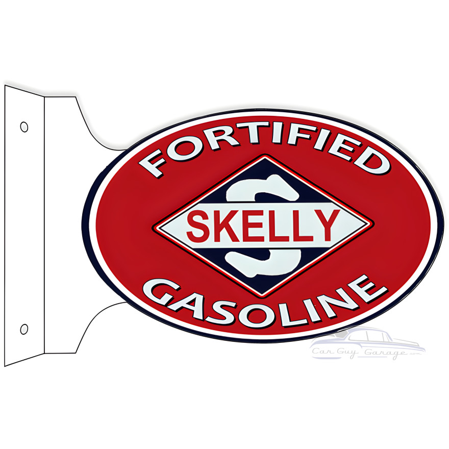Skelly Fortified Gasoline Motor Oil Double Sided Flange Metal Sign - 12" x 18" Skelly Fortified Gasoline Motor Oil Double Sided Flange Metal Sign - 12" x 18"