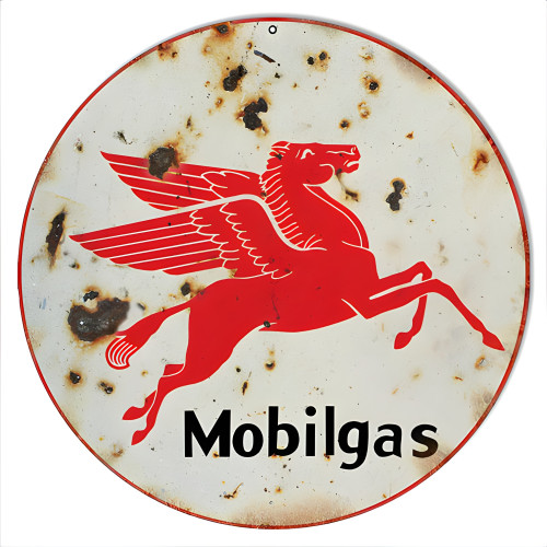 Mobilgas Gasoline Metal Sign - 14" Round