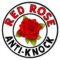 Red Rose Gas And Motor Oil Metal Sign - 30" Round