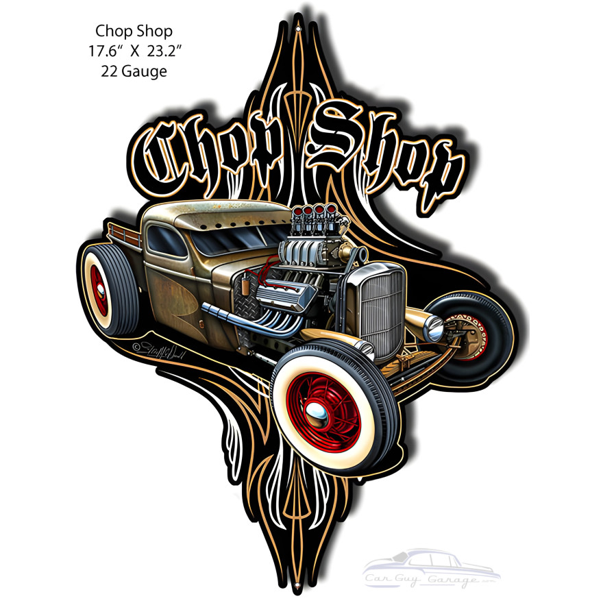 Chop Shop Hot Rod Laser Cut Out Garage Art Metal Sign - 17.6" x 23.2" Chop Shop Hot Rod Laser Cut Out Garage Art Metal Sign - 17.6" x 23.2"