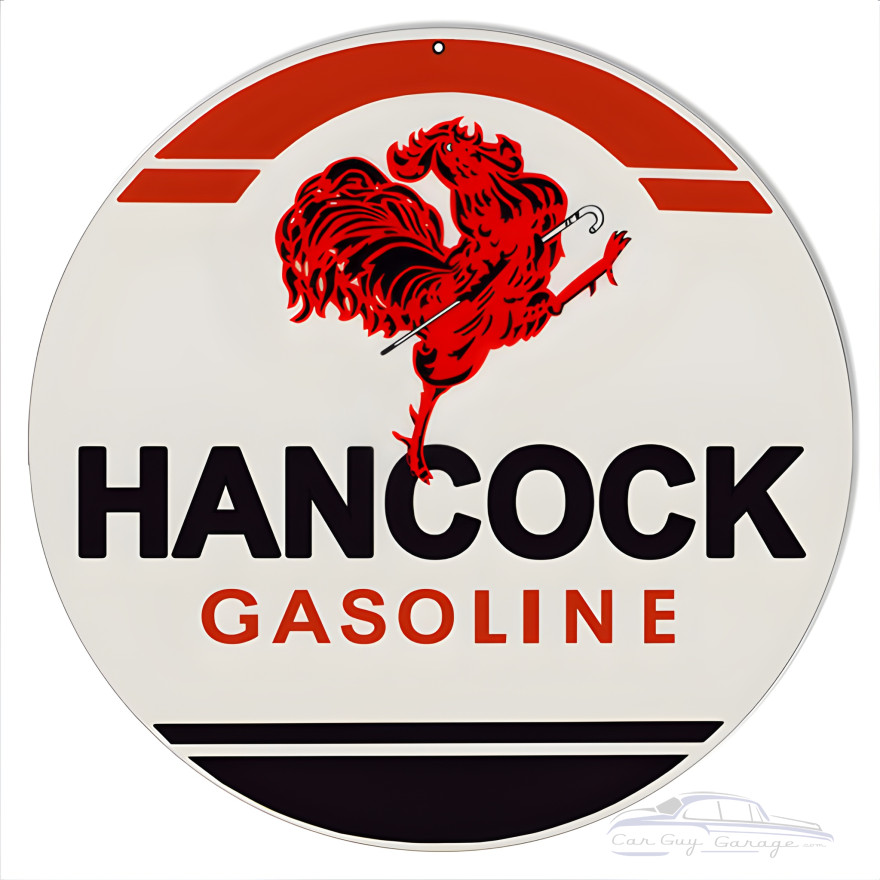 Hancock Gasoline Metal Sign - 14" Round Hancock Gasoline Metal Sign - 14" Round