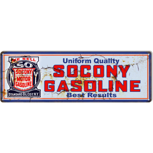 Socony Motor Oil Reproduction Vintage Garage Shop Metal Sign - 6" x 18"