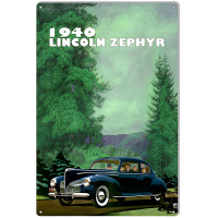 1940 Lincoln Zephyr Metal Sign - 12" x 18"