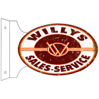 Willys Sales-Service Double Sided Flange Metal Sign - 12" x 18"