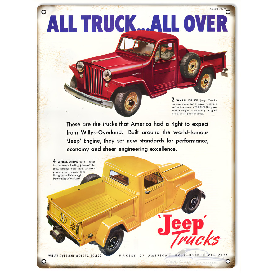 Jeep Truck Nostalgic Metal Sign - 9" x 12" Jeep Truck Nostalgic Metal Sign - 9" x 12"