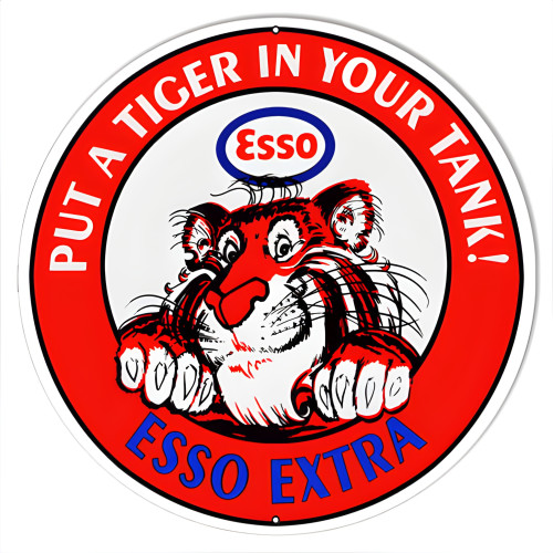 Esso Extra Put A Tiger In Your Tank Metal Sign - 18" Round
