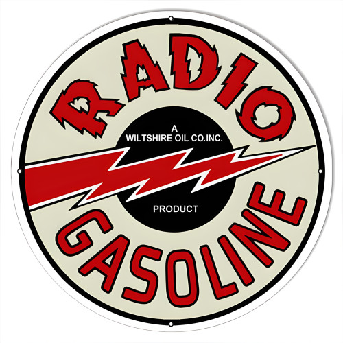Radio Gasoline Motor Oil Metal Sign - 24" Round