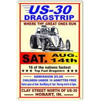 US-30 Dragstrip Motor Speedway Metal Sign - 12" x 18"