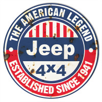 American Legend Since 1941 Jeep Metal Sign - 18" Round
