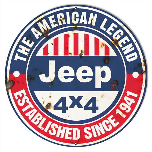 American Legend Since 1941 Jeep Metal Sign - 18" Round