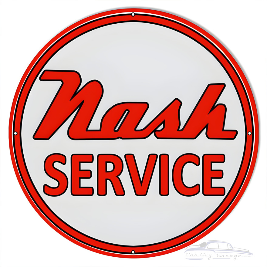 Nash Service Motor Oil Metal Sign - 24" Round Nash Service Motor Oil Metal Sign - 24" Round