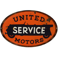 United Service Motors Gas Station Metal Sign - 9" x 14"