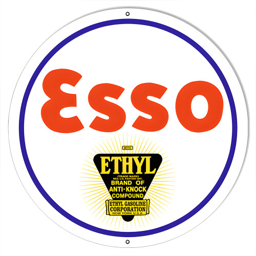 ESSO Ethyl Motor Oil Metal Sign - 18" Round