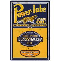 Power-Lube Reproduction Motor Oil Metal Sign - 12" x 18"