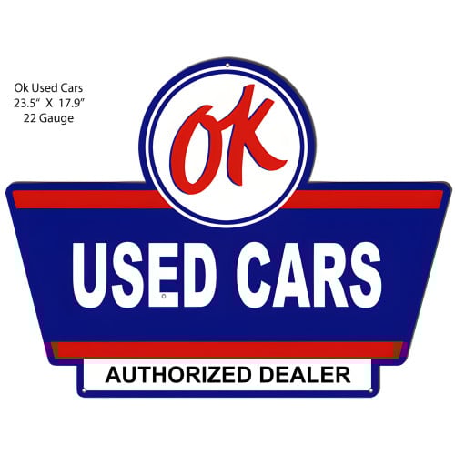OK Used Cars Metal Sign - 23.5" x 17.9"
