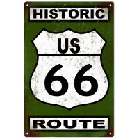 Historic US 66 Route Metal Sign - 12" x 18"