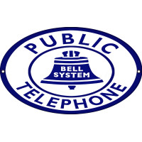 Bell Public Telephone Metal Sign - 11" x 18"