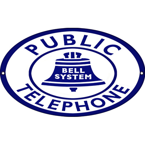 Bell Public Telephone Metal Sign - 11" x 18"