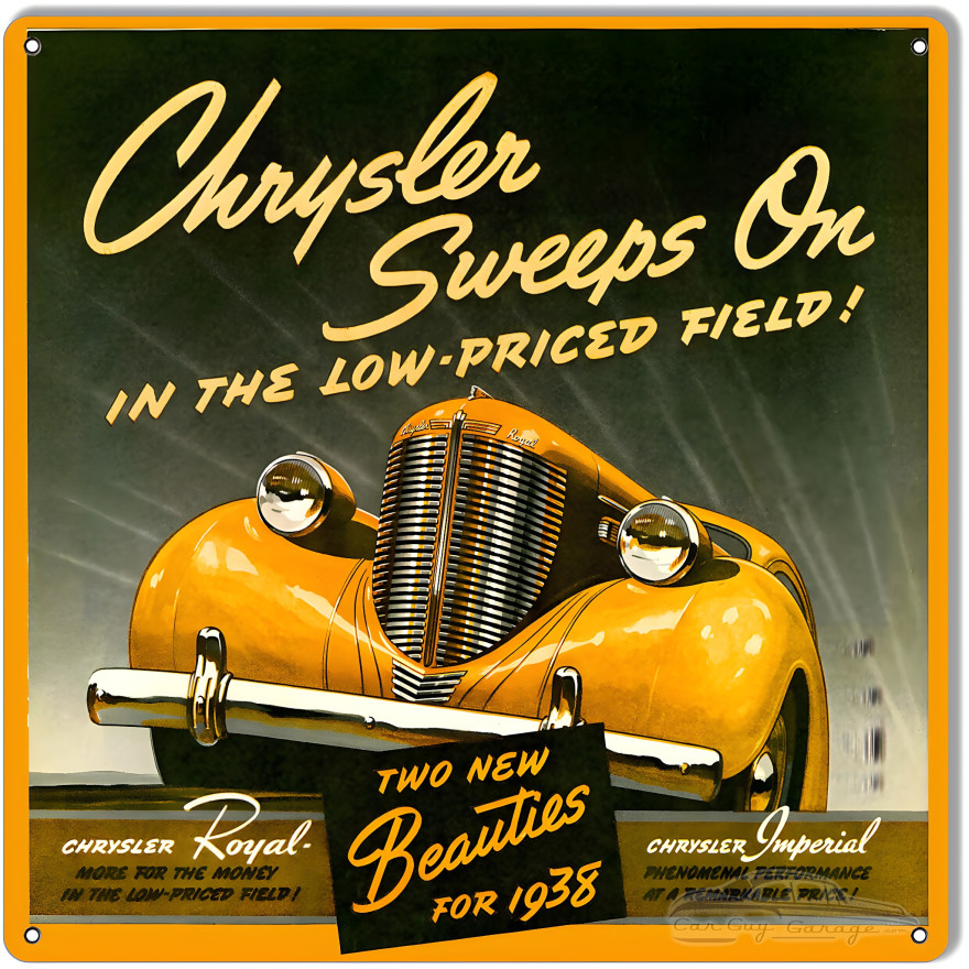 Chrysler Beauties 1938 Reproduction Vintage Metal Sign - 12" x 12" Chrysler Beauties 1938 Reproduction Vintage Metal Sign - 12" x 12"