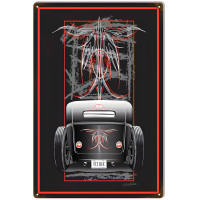 Aged Looking Hot Rod Metal Sign - 12" x 18"