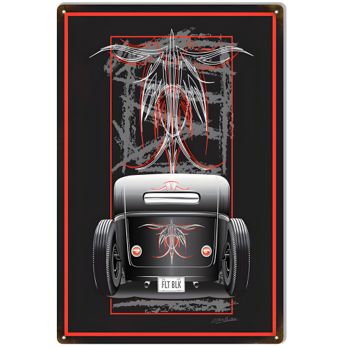Aged Looking Hot Rod Metal Sign - 12" x 18"