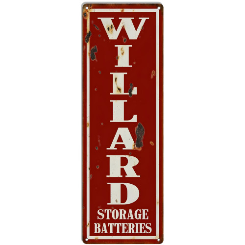 Willard Batteries Gas Station Metal Sign - 8" x 24"