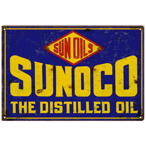 Sunoco Distilled Motor Oil Metal Sign - 16" x 24"