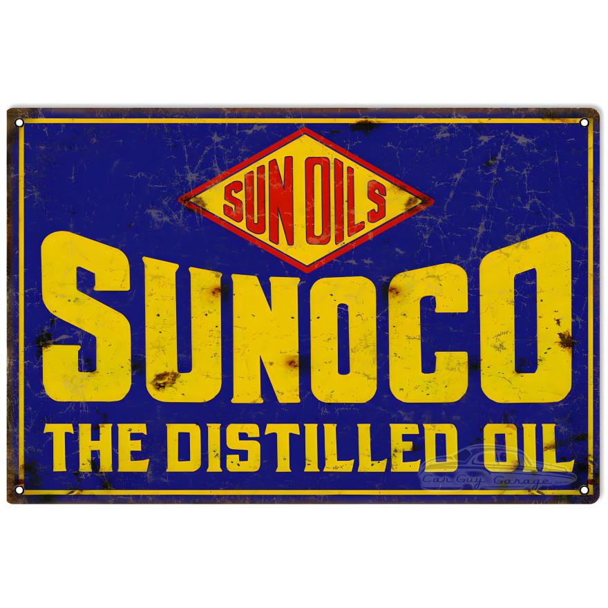Sunoco Distilled Motor Oil Metal Sign - 16" x 24"