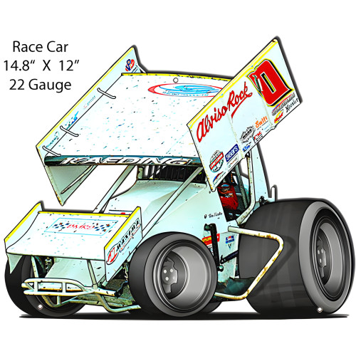 Sprint Race Car Cut Out Metal Sign - 14.8" x 12"