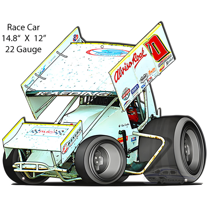 Sprint Race Car Cut Out Metal Sign - 14.8" x 12" Sprint Race Car Cut Out Metal Sign - 14.8" x 12"