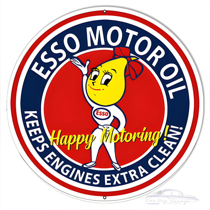 Esso Motor Oil "Keeps Engines Extra Clean" Metal Sign - 14" Round Esso Motor Oil "Keeps Engines Extra Clean" Metal Sign - 14" Round